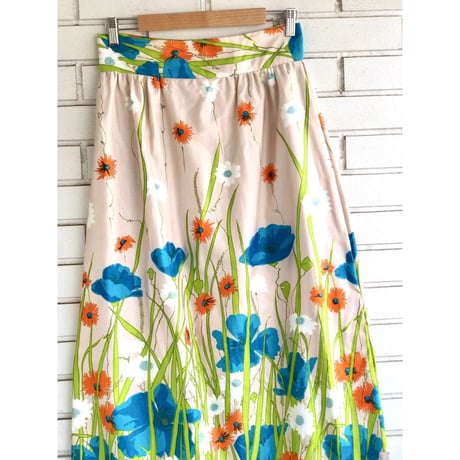 70s Floral maxi skirt【01279】