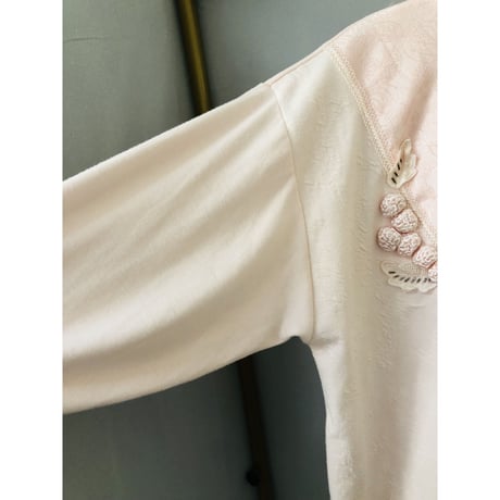 80s Pink Beaded Appliqué top【00943】