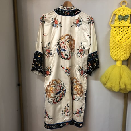 Vintage silk china long jacket【01221】