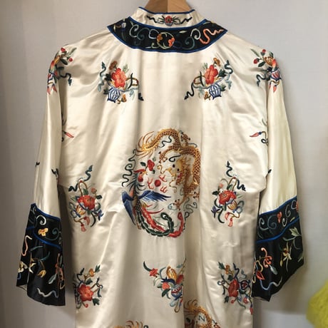 Vintage silk china long jacket【01221】