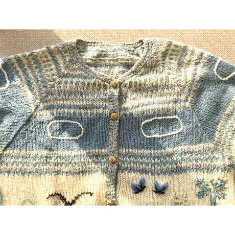 Ice blue nordic knit cardigan【01354】