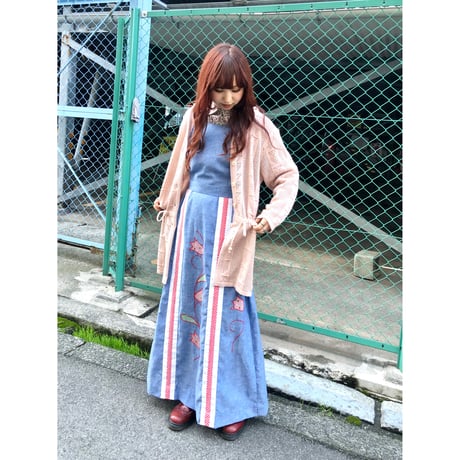 70s Wrap tulip maxi dress【01080】