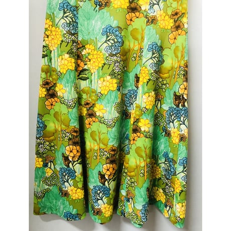 Vintage botanical sleeveless dress【00837】