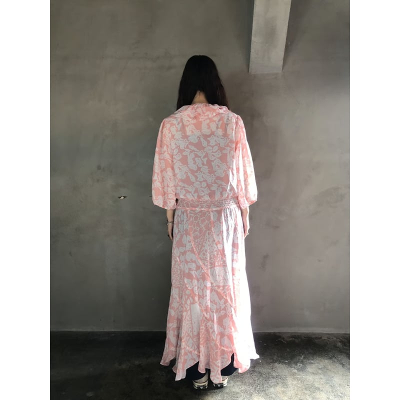【美品】Susan Freis Fiora Vintage プリーツワンピース Susan Freis Pink ruffle dress【01280】 | Vintage