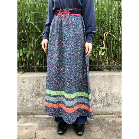 70s Floral maxi skirt【01302】