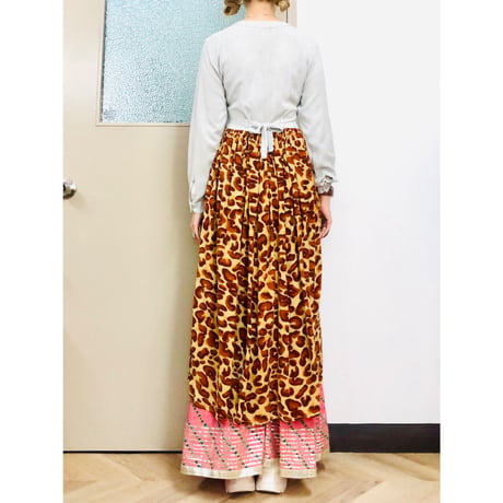 80s indian rayon leopard dress【00927】