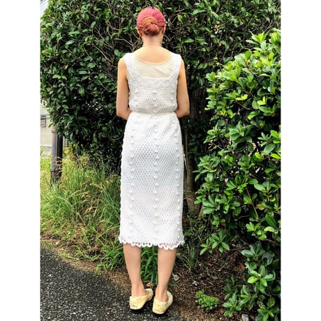 80-90s Sleeveless crochet dress【00363】