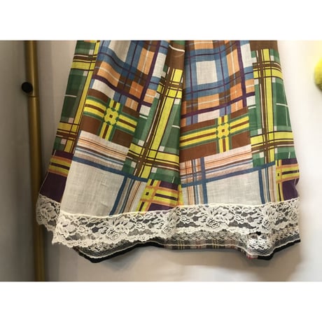 70s Wool patchwork maxi skirt【01052】
