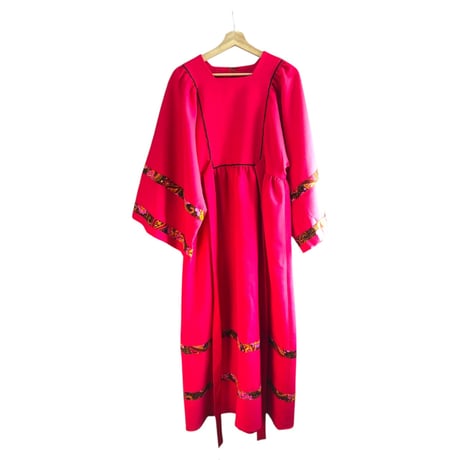 70s Pink hippie maxi dress【01146】