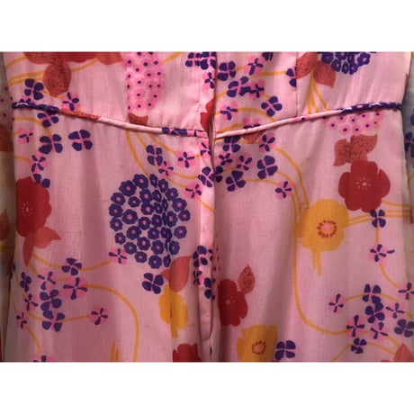 70s Hawaiian sheer maxi dress【00830】