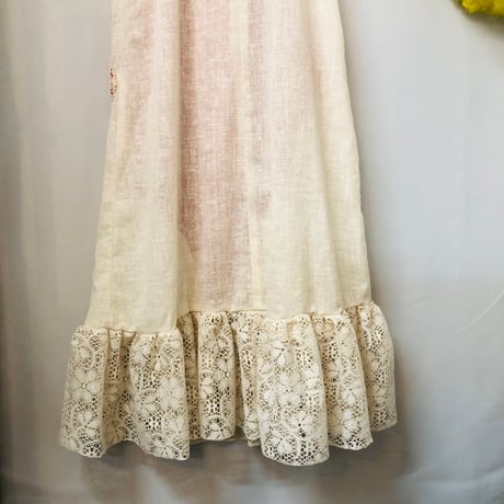 70s Patchwork lace maxi dress【01100】