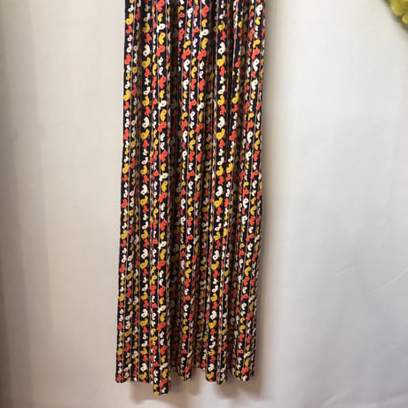 60-70s Bird print maxi dress【01209】