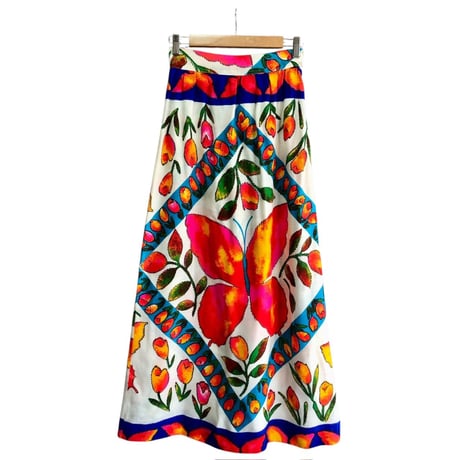 Vintage butterfly maxi skirt【01451】