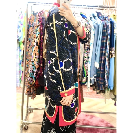 Jeanne Marc black length cardi jacket【00960】