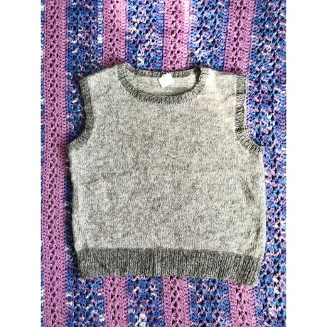 Gray mohair knit vest【01345】