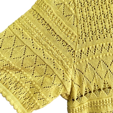 Vintage crochet half sleeve top【01471】