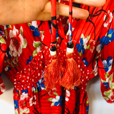 Diane Freis Red floral ruffled dress【01115】