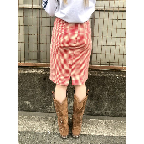 Vintage gingham pencil skirt【01420】