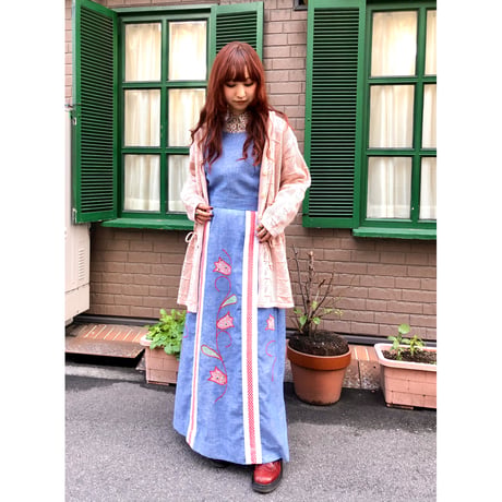70s Wrap tulip maxi dress【01080】