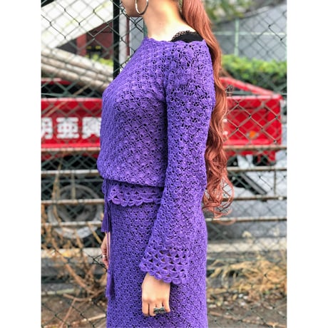 70s Purple crochet SETUP【00478】
