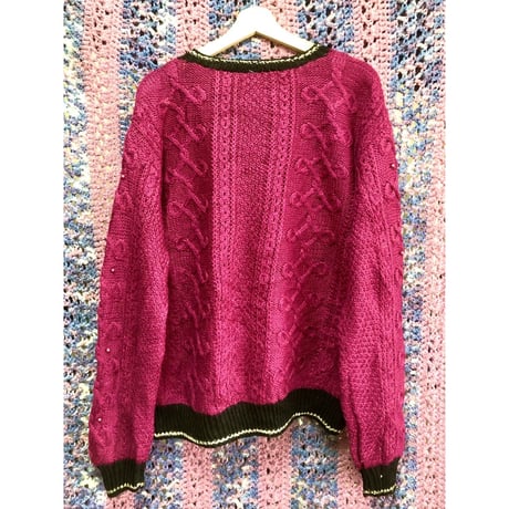 Purple fake perl design cardigan【01355】