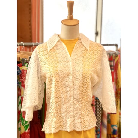 Vintage lace butterfly sleeve top【01203】