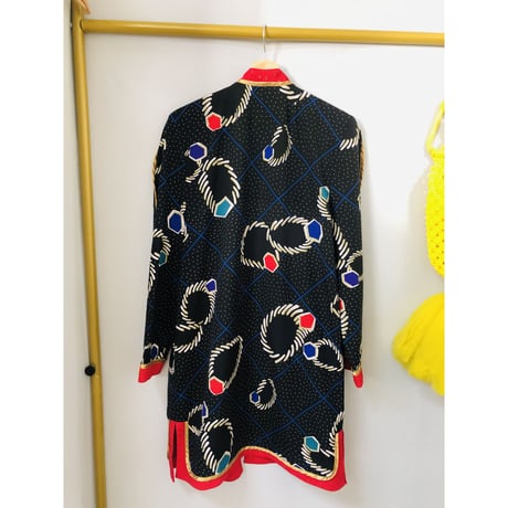 Jeanne Marc black length cardi jacket【00960】