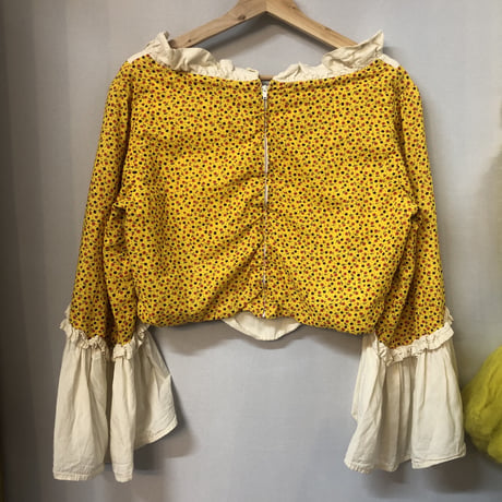 70s Yellow floral 2pc【01213】
