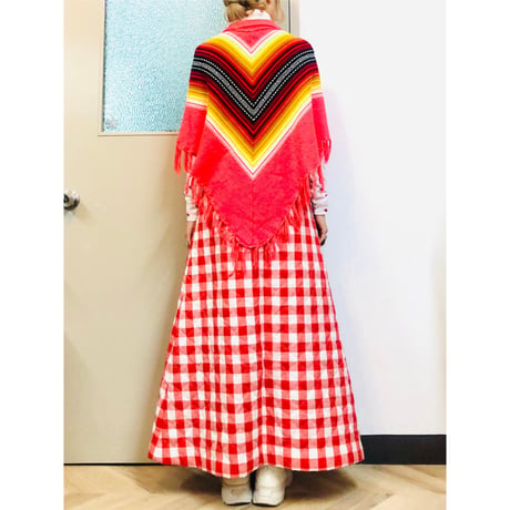 70s Knit poncho【01027】