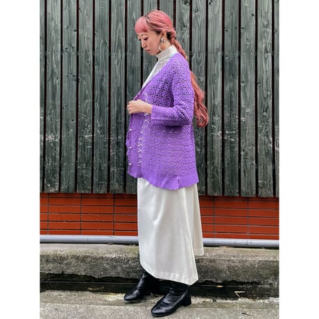 70s Purple crochet cardigan【00413】