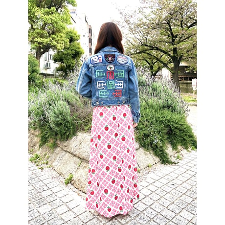 70s Strawberry? maxi skirt【01110】