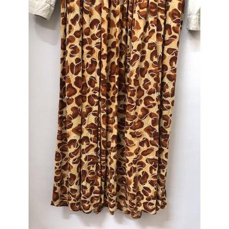 80s indian rayon leopard dress【00927】