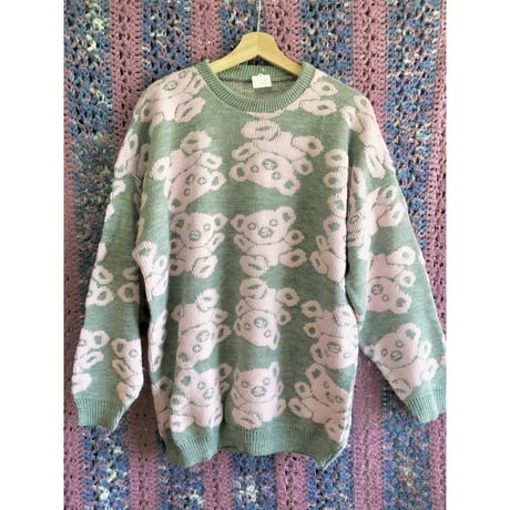 80s Teddy Bear Knit Sweater【01395】