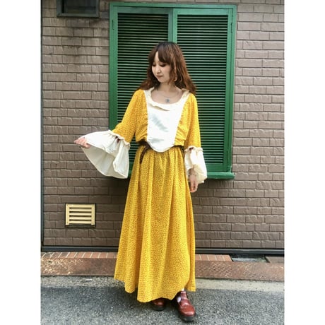 70s Yellow floral 2pc【01213】