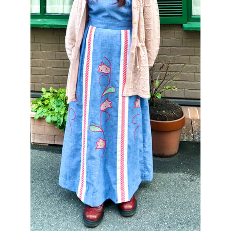 70s Wrap tulip maxi dress【01080】