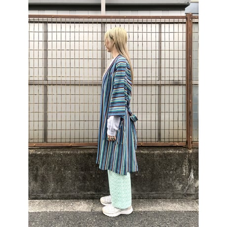 70s Green poly pants【01406】