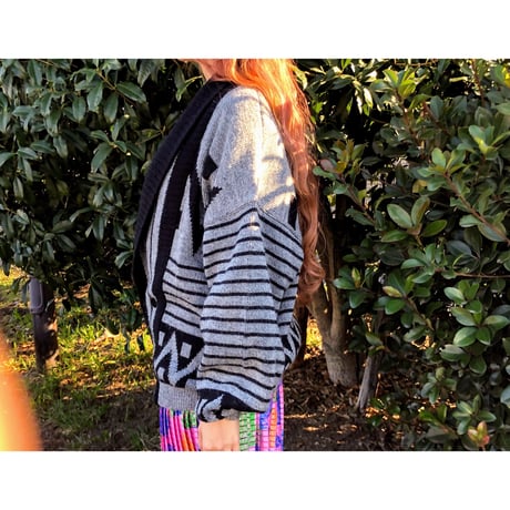 80s oversized knit cardigan【00089】