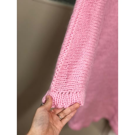 80s Knit pink dress【00589】