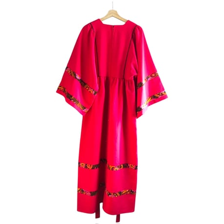 70s Pink hippie maxi dress【01146】