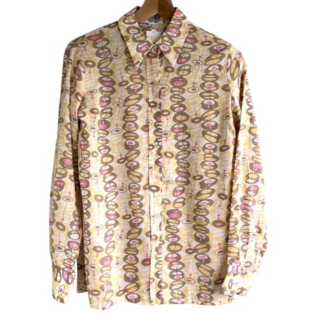 60s Yellow geometric patterns blouse【01295】