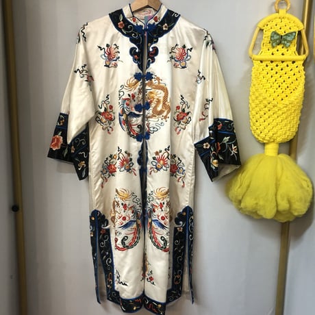 Vintage silk china long jacket【01221】