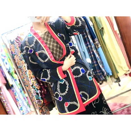 Jeanne Marc black length cardi jacket【00960】