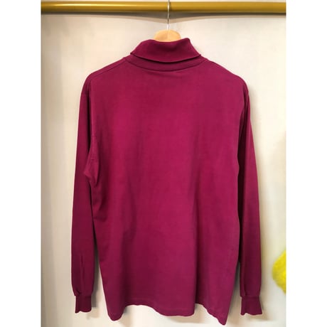 90s Turtleneck cotton top / PINK【01019】
