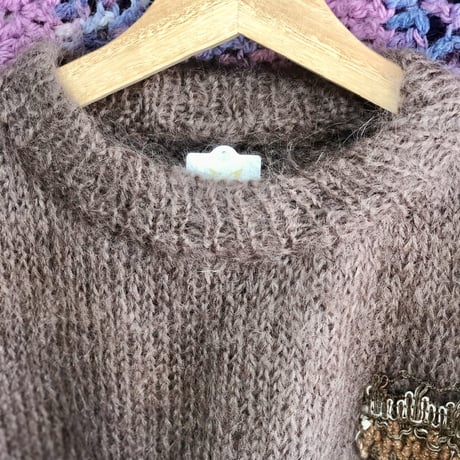 Brown design mohair knit sweater【01339】