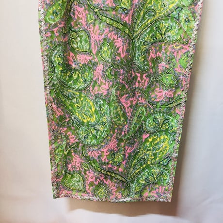 60s Green lace china dress【01214】
