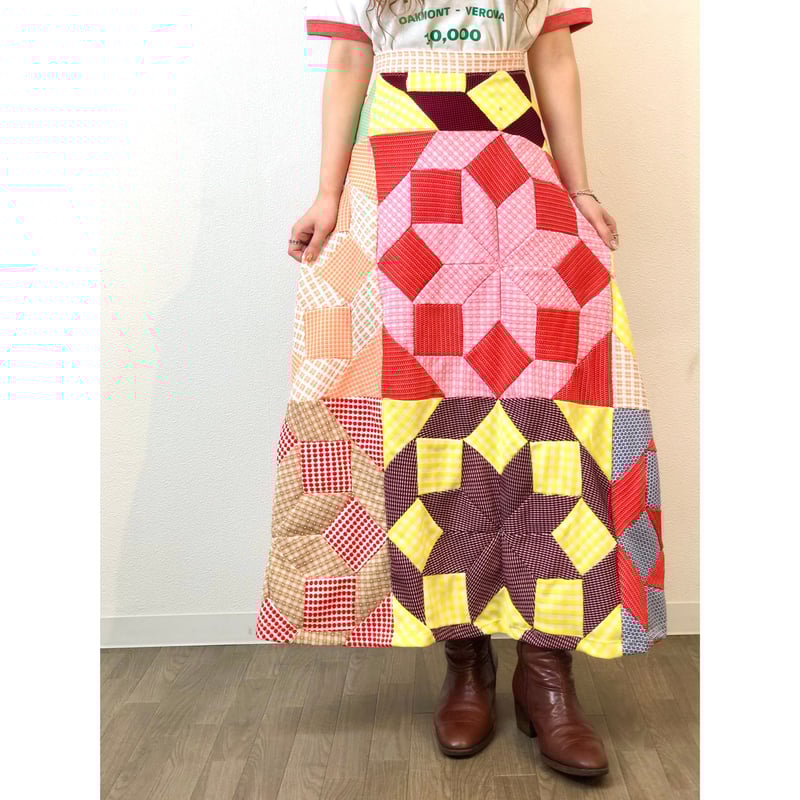 ♥70sVintage✽70sパッチワーク刺繍スカート♥ 70's patchwork skirt／70年代 パッチワーク スカート | BIG