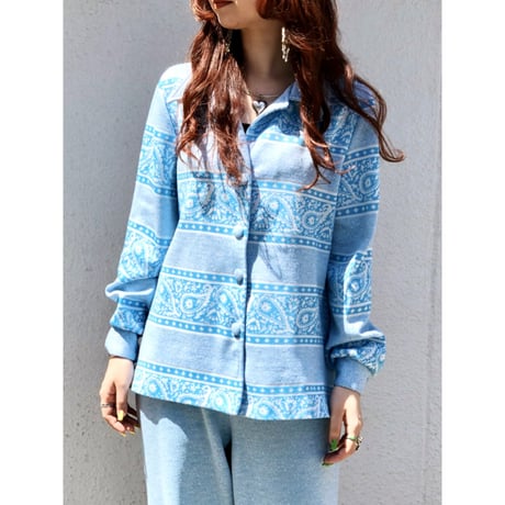 70s Blue paisley 2PC【01127】
