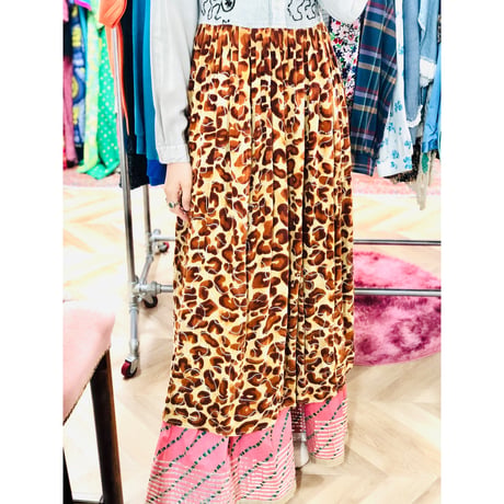 80s indian rayon leopard dress【00927】