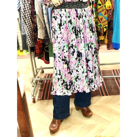 80s Floral ruffle dress 【01216】