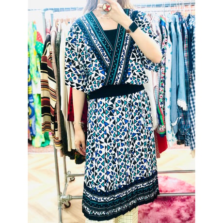 80s Geometric pattern 2pc【00947】